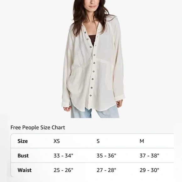 We The Free Womens Daydream White Cotton Tunic Button-Down Top Shirt NWT Small - Picture 15 of 17